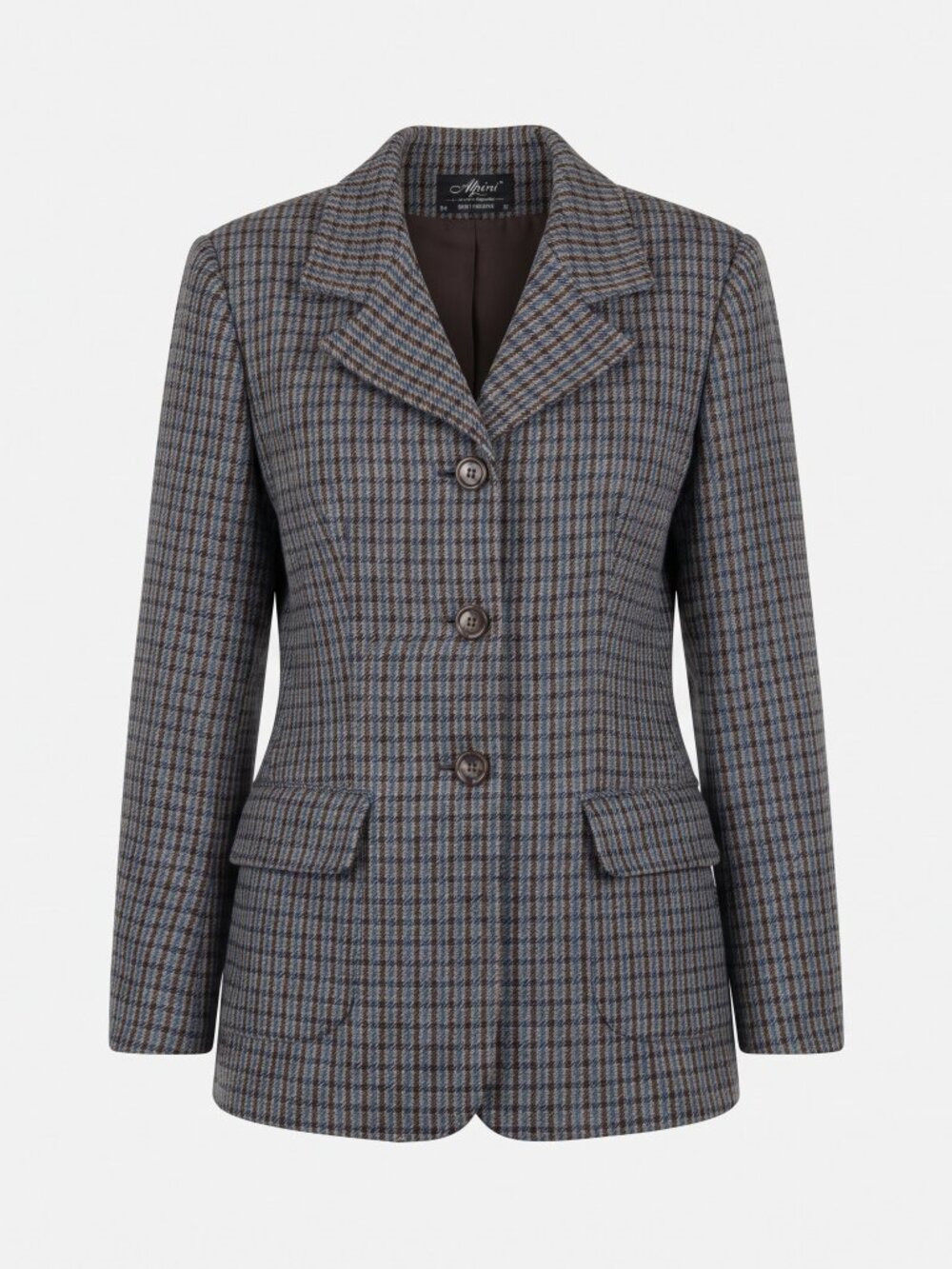 Vintage Alanni by Donnybrook Blue & Brown Houndstooth Wool Blazer, Size 12